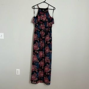 EUC maxi dress with high waist and paisley floral pattern